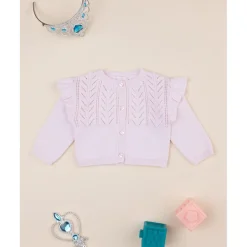 Prenatal Cárdigan niña rosa con volantes* Primeras Salidas·Cardigans|Recién Nacido·Primeras Salidas