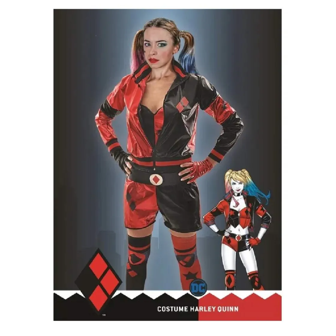 ABYSSE CORP DC Cómics - Disfraz adulto de Harley Quinn Talla S (38-40)