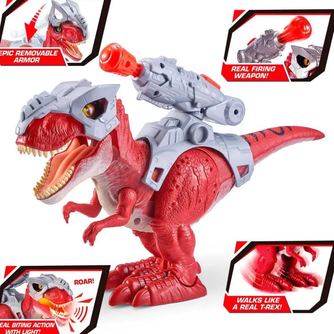 ZURU Dino Wars T-Rex electrónico con movimiento y lanzador ㅤ