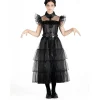 ABYSSE CORP Disfraz color negro estilo Wednesday Addams, 152cm* Disfraces|Halloween