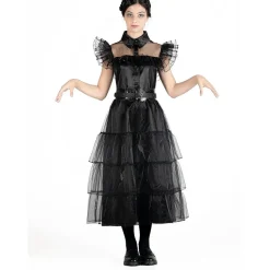 ABYSSE CORP Disfraz color negro estilo Wednesday Addams, 152cm* Disfraces|Halloween