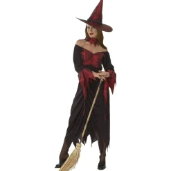 ABYSSE CORP Disfraz de bruja adulta en rojo, talla única* Disfraces|Halloween