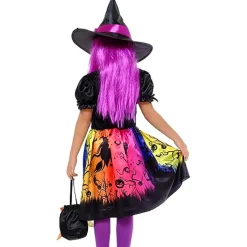 RUBIE'S Disfraz de bruja con vestido impreso, sombrero y bolso para fiestas y carnaval ㅤ