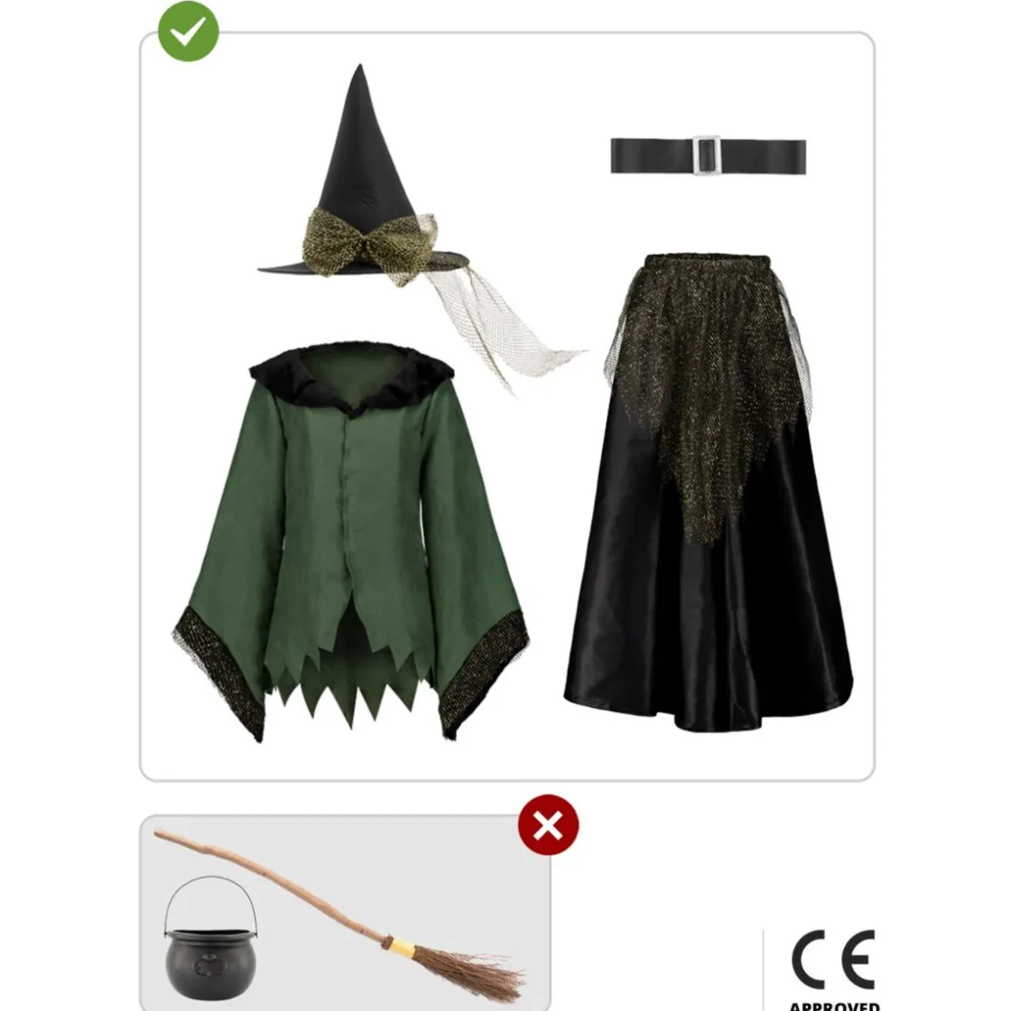 Funidelia Disfraz de bruja deluxe niña 10-12 años* Disfraces|Halloween