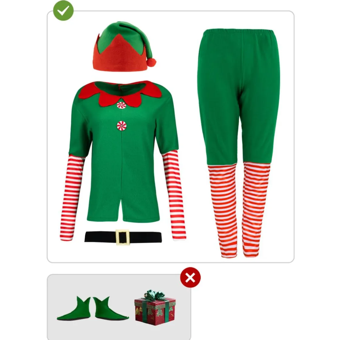Funidelia Disfraz de elfa navideña mujer XXL* Disfraces|Halloween