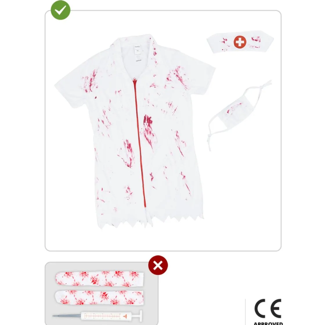 Funidelia Disfraz de enfermera zombie niña 10-12 años* Disfraces|Halloween