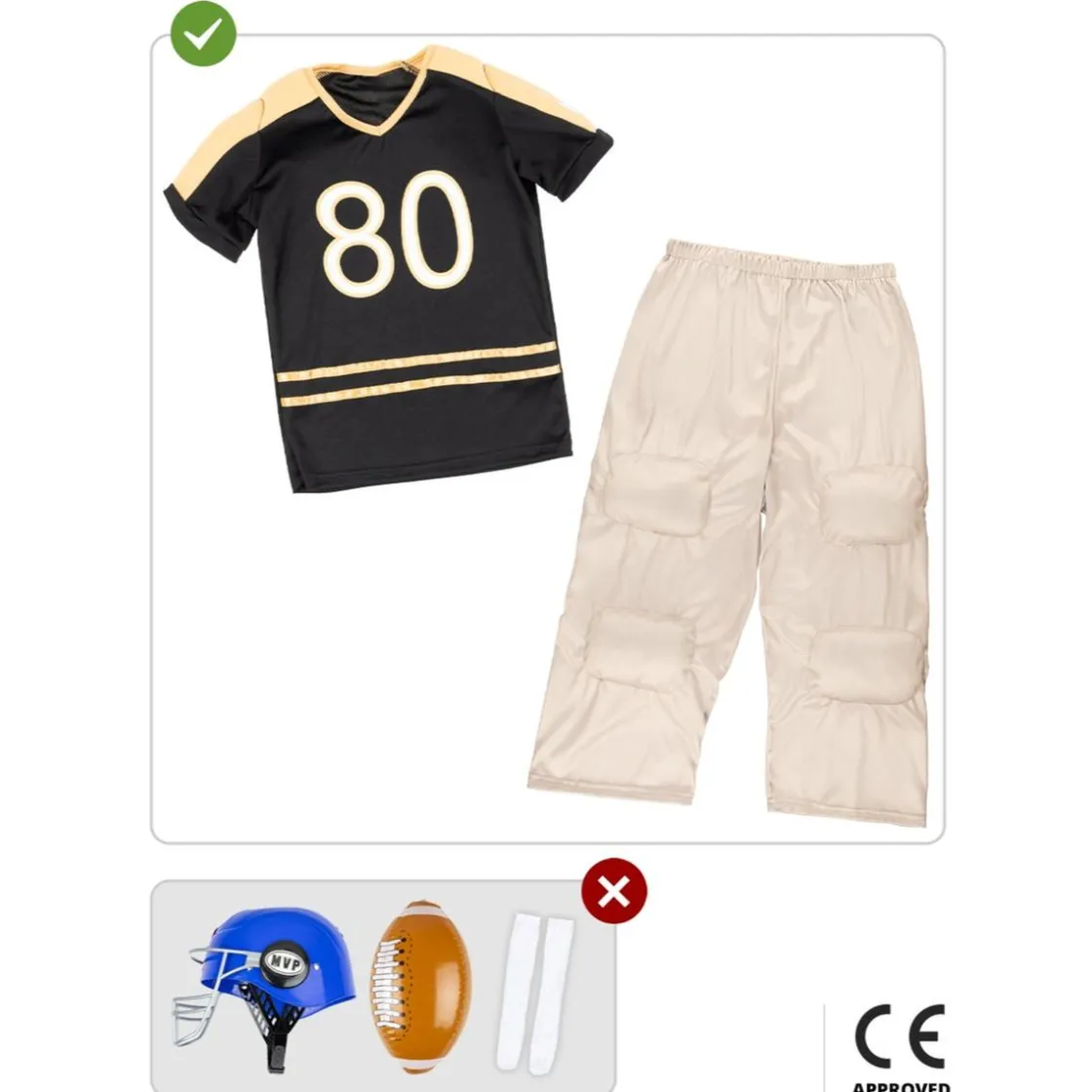 Funidelia Disfraz de fútbol americano musculoso para niño 5-6 años* Halloween|Disfraces