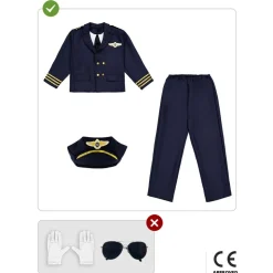 Funidelia Disfraz de piloto de aviones para niño 10-12 años* Halloween|Disfraces