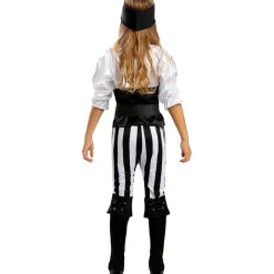 Funidelia Disfraz de pirata a rayas para niña- Colección blanca y negra 7-9 años* Halloween|Disfraces