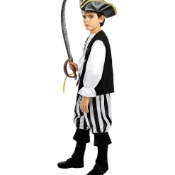 Funidelia Disfraz de pirata a rayas para niño- Colección blanca y negra 5-6 años