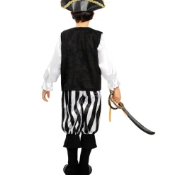 Funidelia Disfraz de pirata a rayas para niño- Colección blanca y negra 7-9 años* Halloween|Disfraces