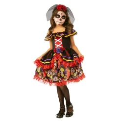 RUBIE'S Disfraz Infantil - Catrina con Tocado 5-7 años* Disfraces|Halloween