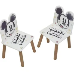 MICKEY Disney - Mouse - Conjunto de Mesa Cuadrada y Dos Sillas de Madera Classic ㅤ* Estilo De Vida