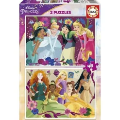 EDUCA BORRAS Disney - Set de 2 Puzzles Disney Princess de 48 Piezas cada uno ㅤ* Juegos Y Puzzles