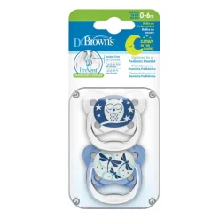 DR. BROWN'S - 2 Chupetes Prevent Nocturno 0-6M Azul* Biberones Y Chupetes·Chupetes