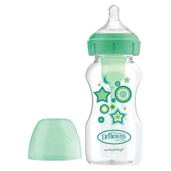 DR. BROWN'S - Biberón Anticólico Options+ Boca Ancha 270 ml - Verde