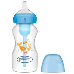 DR. BROWN'S - Biberón Anticólico Options+ Boca Ancha 270 ml - Azul