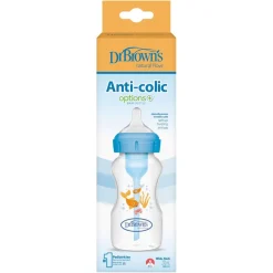 DR. BROWN'S - Biberón Anticólico Options+ Boca Ancha 270 ml - Azul
