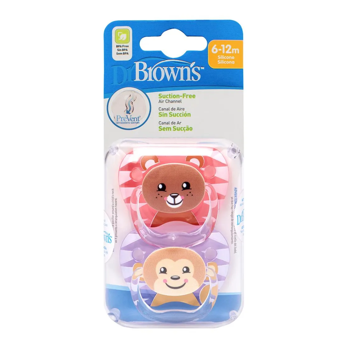 DR BROWN´S Dr Brown's - Pack 2 Chupetes Animales 6-12 meses Rosa