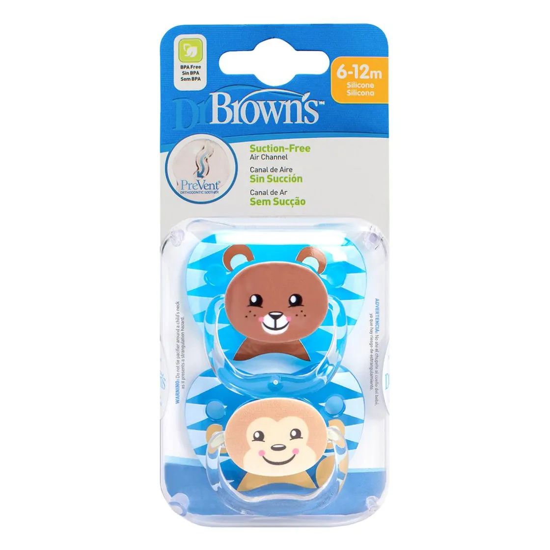DR BROWN´S Dr Brown's - Pack 2 Chupetes Animales 6-12 meses Azul