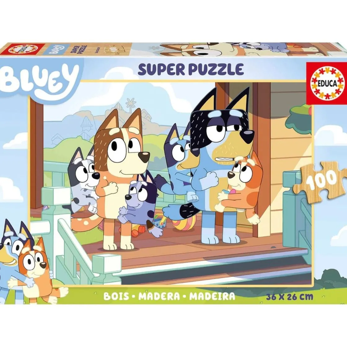 EDUCA BORRAS - Bluey - Puzzle de madera infantil 100 piezas Paisajes ㅤ* Juegos Y Puzzles