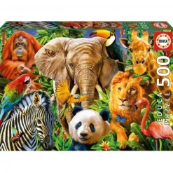 EDUCA BORRAS - Puzzle collage de animales salvajes 500 piezas ㅤ* Juegos Y Puzzles