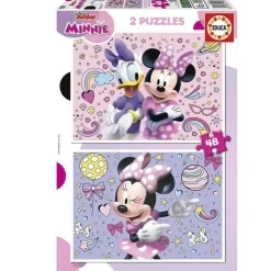 EDUCA BORRAS - Set de 2 Puzzles Minnie: 48 piezas cada uno, 28x20 cm montados ㅤ* Juegos Y Puzzles