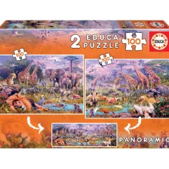 EDUCA BORRAS Educa Borrás - Animales Salvajes Pack Puzzles 2x100 Piezas