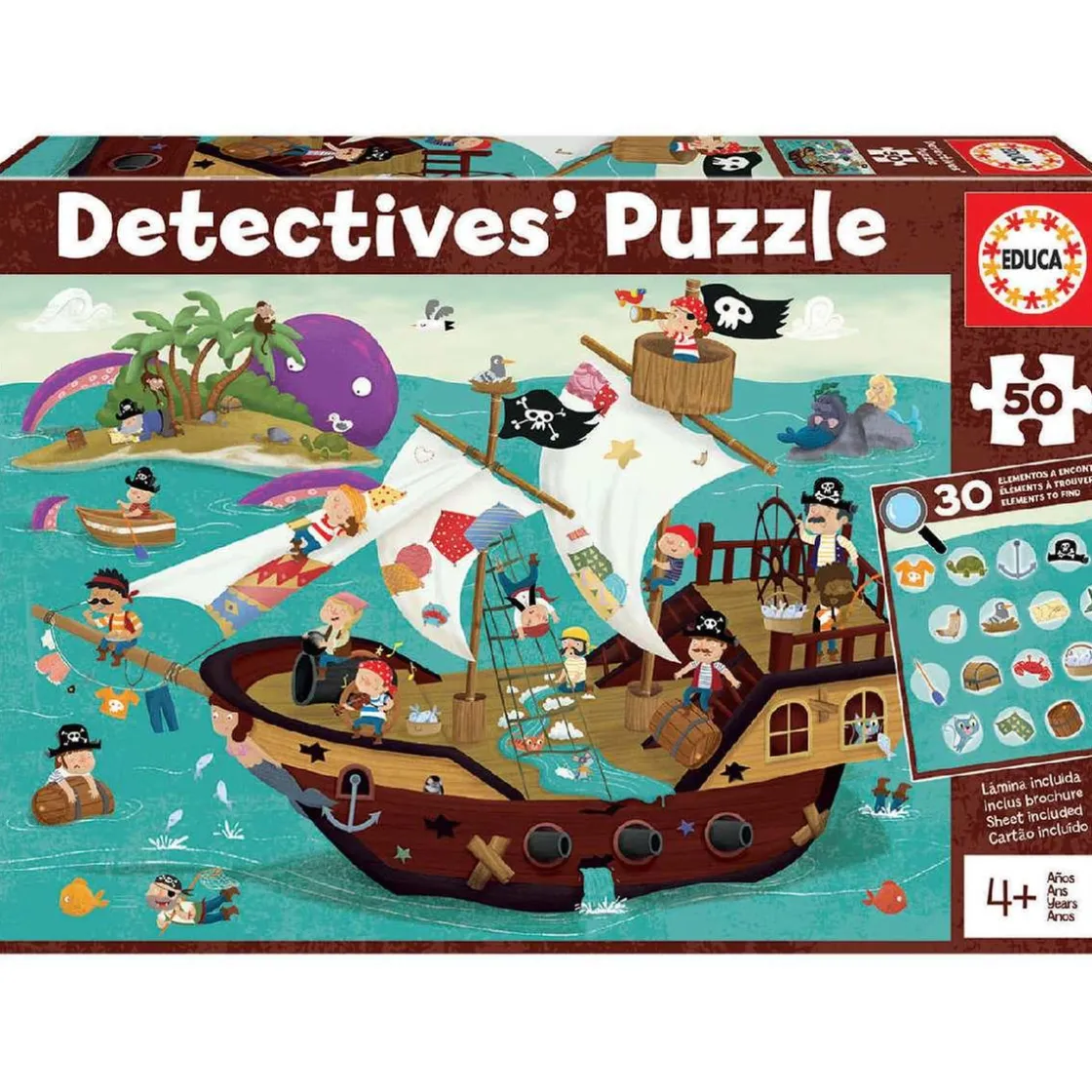 EDUCA BORRAS Educa Borrás - Barco pirata - Puzzle detectives 50 piezas* Juegos Y Puzzles