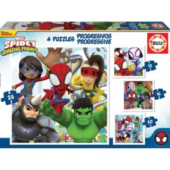 EDUCA BORRAS Educa Borrás - Spidey y su Superequipo - Pack 4 puzzles progresivos* Juegos Y Puzzles