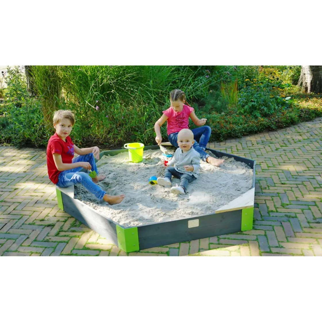 Exit Toys Exit - Arenero de madera Aksent Hexágono 200 x 170 cm