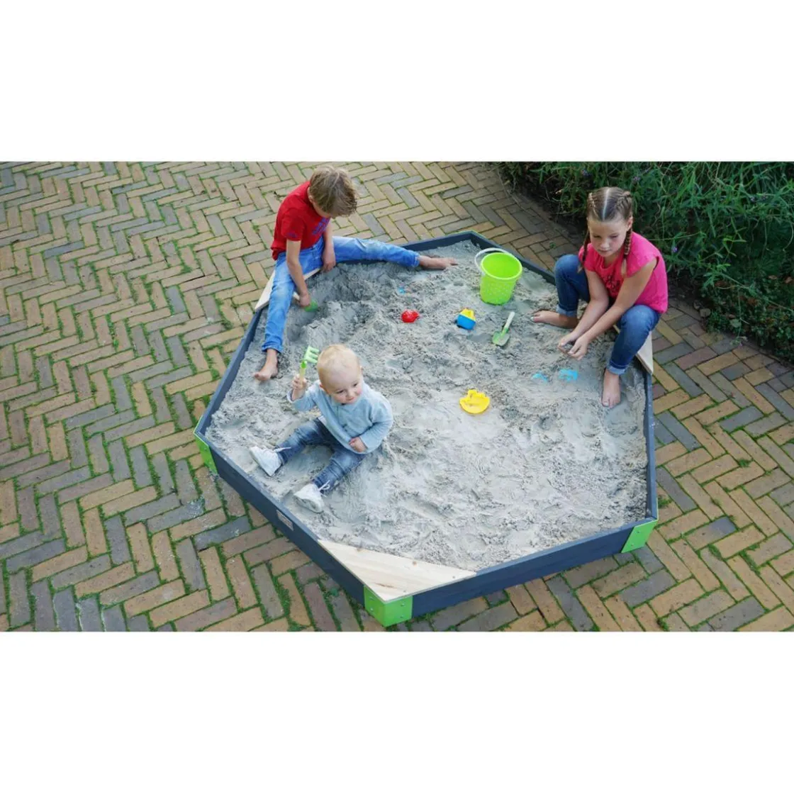 Exit Toys Exit - Arenero de madera Aksent Hexágono 200 x 170 cm