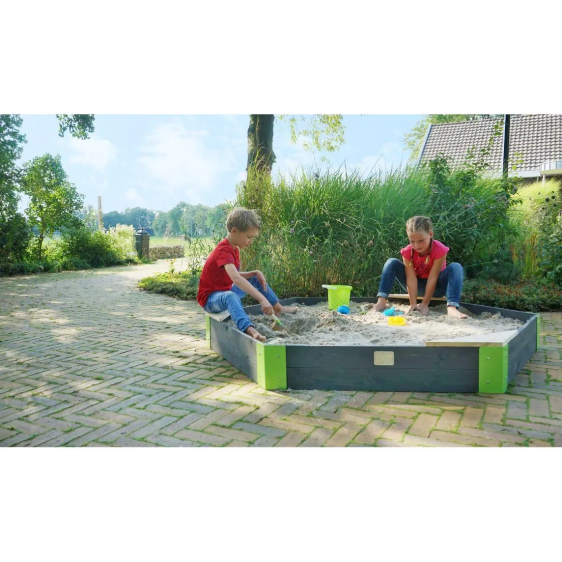 Exit Toys Exit - Arenero de madera Aksent Hexágono 200 x 170 cm