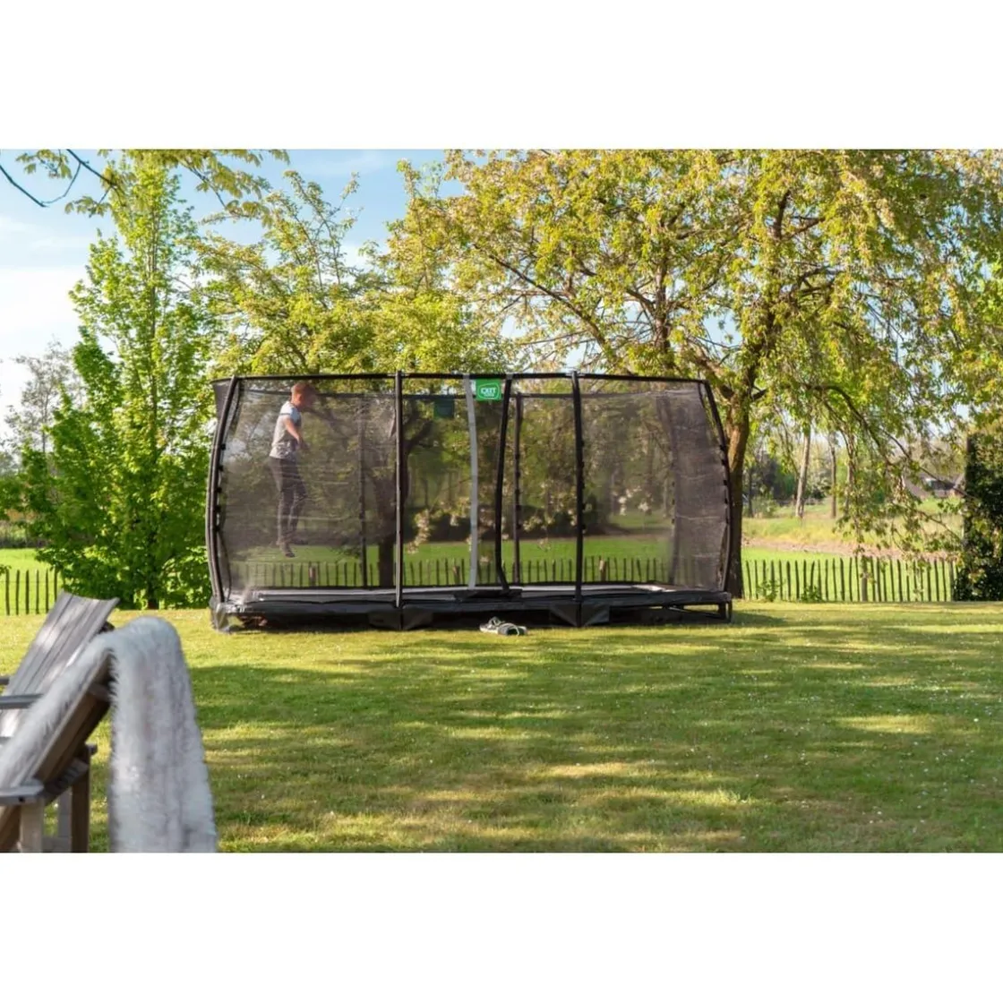 Exit Toys Exit - Cama elástica de suelo Allure Premium 244 x 427 cm verde