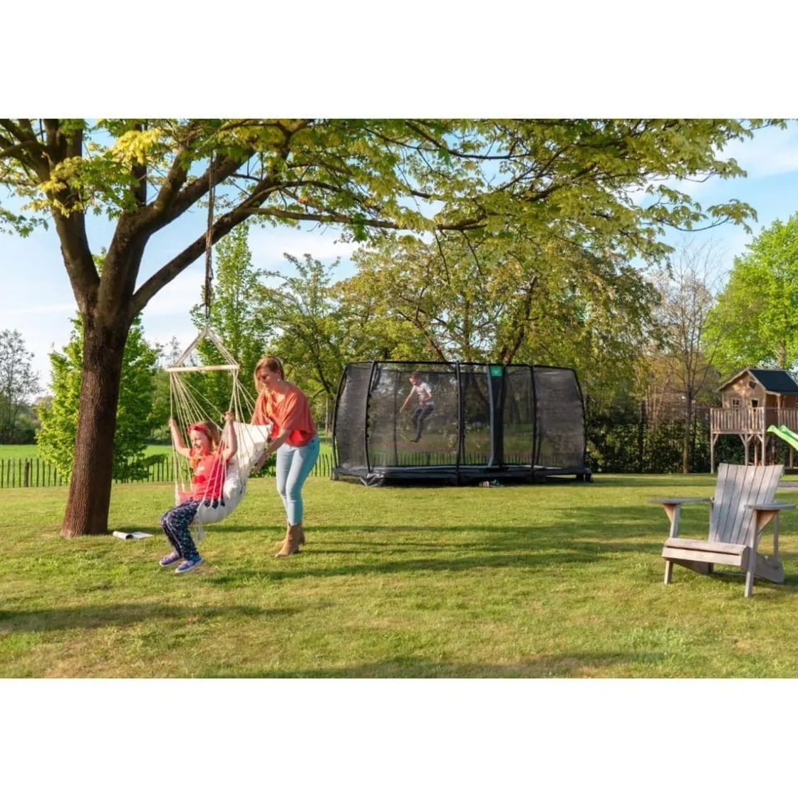 Exit Toys Exit - Cama elástica de suelo Allure Classic 214 x 366 cm verde