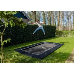 Exit Toys Exit - Cama elástica de suelo Dynamic 275 x 458 cm negro con perímetro de seguridad