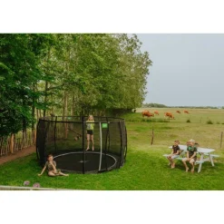 Exit Toys Exit - Cama elástica de suelo Dynamic 305 cm negro con red de seguridad* Camas Elásticas