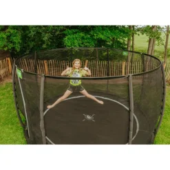 Exit Toys Exit - Cama elástica de suelo Dynamic 366 cm negro con red de seguridad* Camas Elásticas