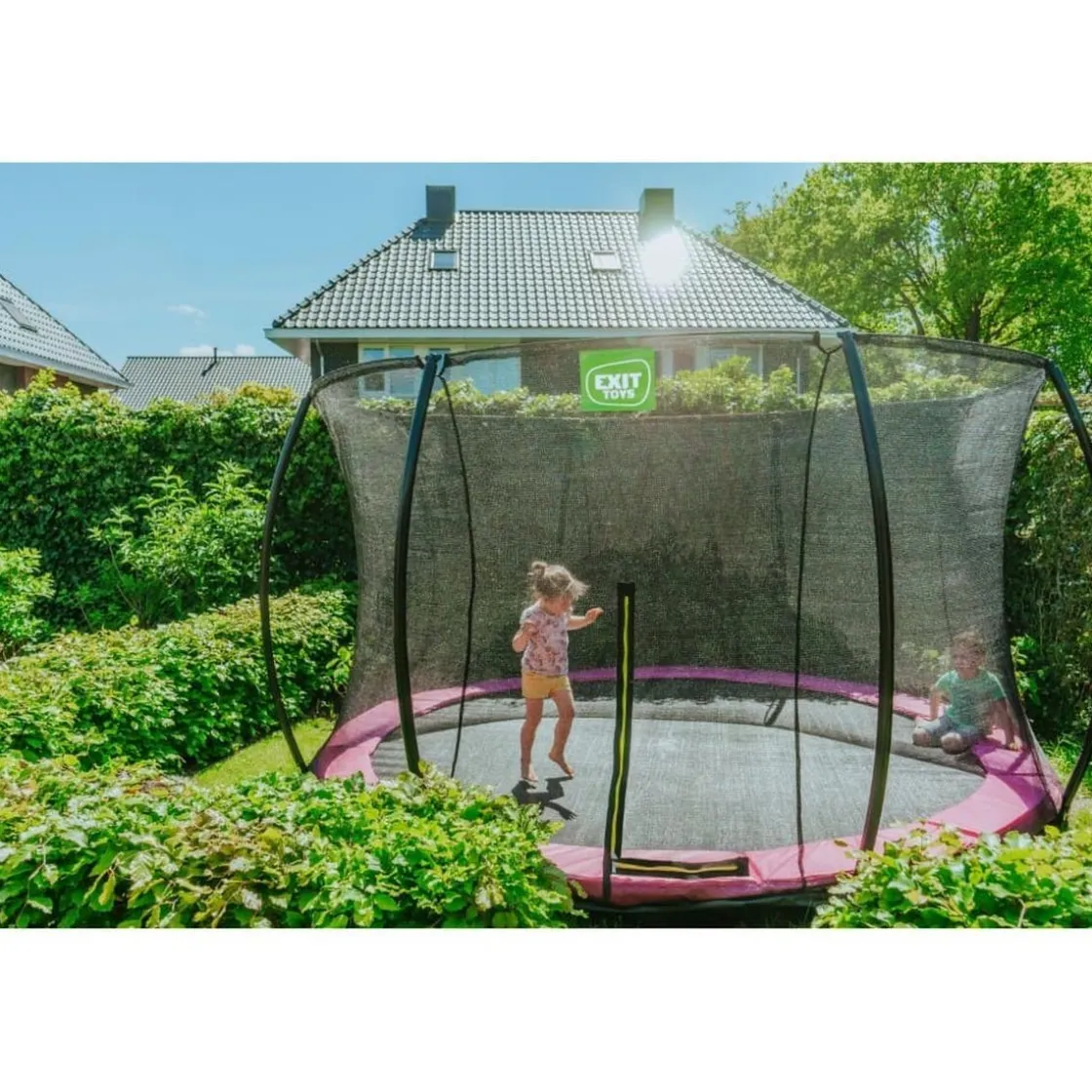 Exit Toys Exit - Cama elástica Silhouette redonda de suelo rosa 427 cm* Camas Elásticas