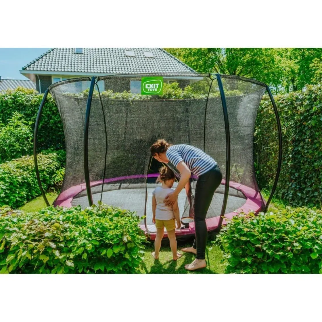 Exit Toys Exit - Cama elástica Silhouette redonda de suelo rosa 427 cm* Camas Elásticas