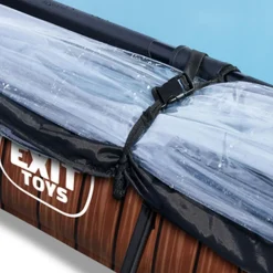 Exit Toys Exit - Piscina aspecto madera 220 x 150 x 60 cm con bomba de filtro y cúpula