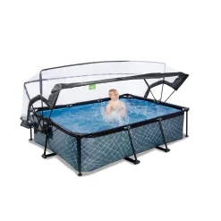 Exit Toys Exit - Piscina aspecto piedra 220 x 150 x 60 cm con bomba de filtro y cúpula* Piscinas|Juguetes De Verano