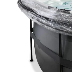 Exit Toys Exit - Piscina Black Leather diámetro 488 x 122 cm con filtro de arena y cúpula