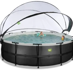 Exit Toys Exit - Piscina Black Leather diámetro 488 x 122 cm con filtro de arena y cúpula