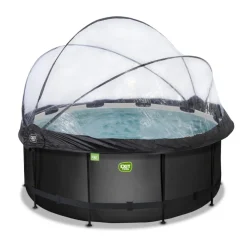 Exit Toys Exit - Piscina Black Leather diámetro 360 x 122 cm con filtro de arena y cúpula