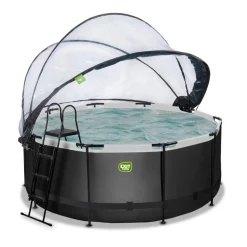 Exit Toys Exit - Piscina Black Leather diámetro 360 x 122 cm con filtro de arena y cúpula