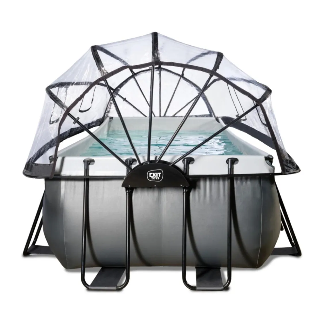 Exit Toys Exit - Piscina Black Leather 400 x 200 x 122 cm con filtro de arena, cúpula y bomba de calor