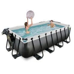 Exit Toys Exit - Piscina Black Leather 400 x 200 x 100 cm con filtro de arena, cúpula y bomba de calor* Piscinas|Juguetes De Verano