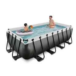 Exit Toys EXIT - Piscina EXIT de cuero rectangular con escalera y bomba de filtro 400 x 200 x 100 cm
