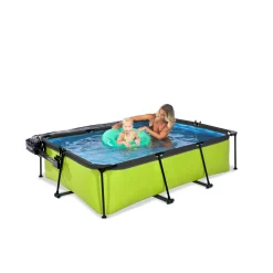 Exit Toys Exit - Piscina Lime verde 220 x 150 x 65 cm con filtro y cúpula transparente